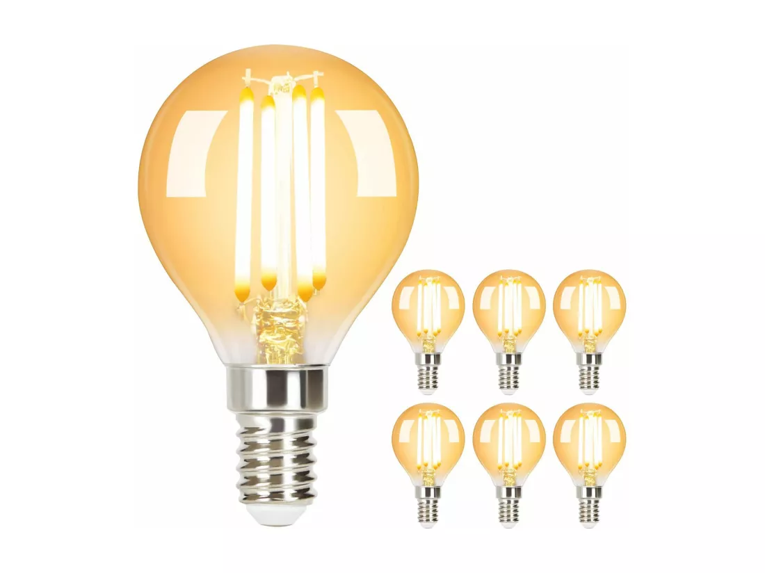 NETTLIFE Pack de 6 Ampoules LED E14 lampe vintage - G45 Rétro 2700K 4W blanc chaud
