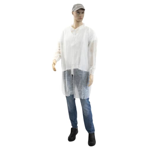 Blouse de travail PLP 25g/m² zip col chemise élastiques poignets blanc