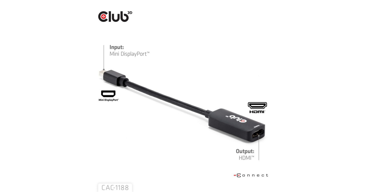 Club 3DMini DisplayPort 1.4 naar HDMI 8K60Hz M/F Adapter  (Zwart)