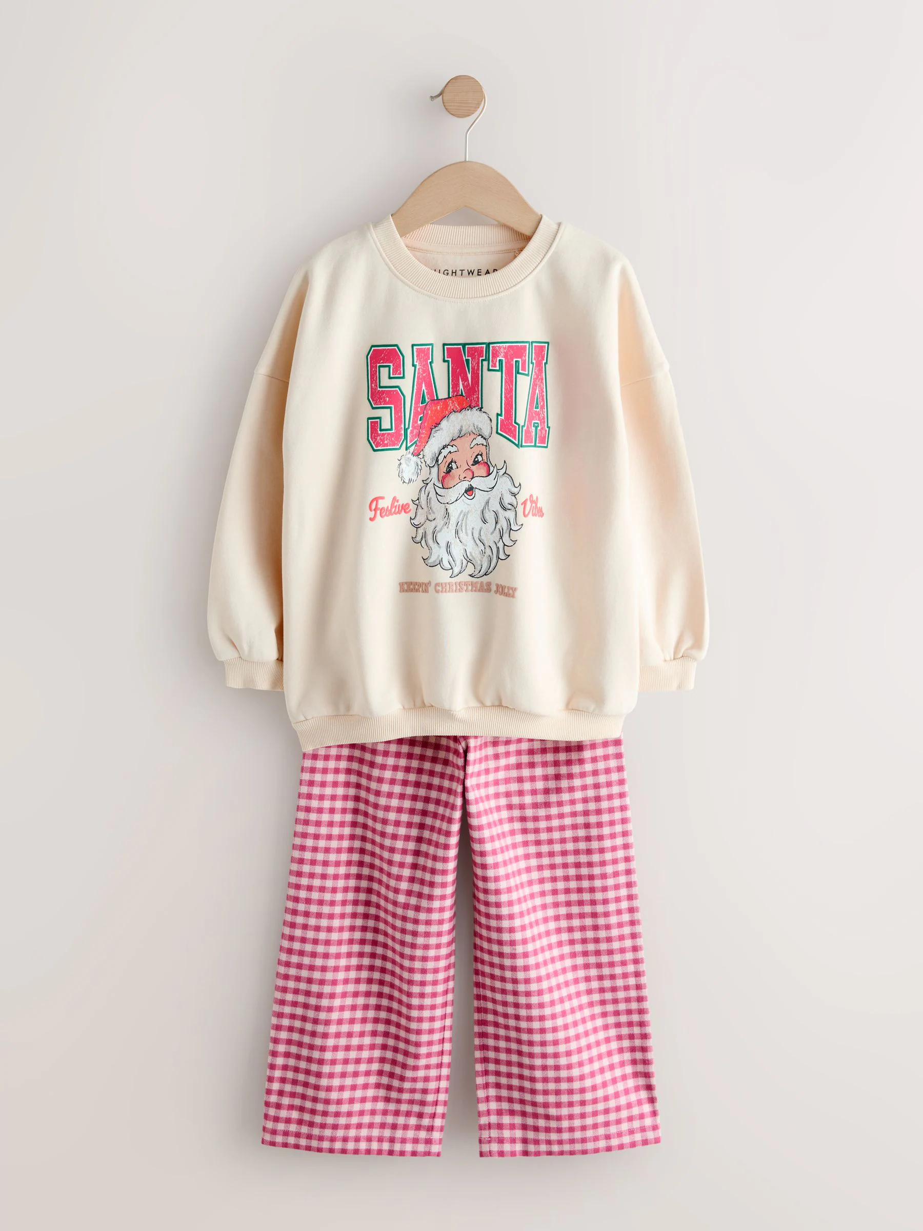 Rood/ecru Kerstman - Sweatshirt Pyjama's (2-16jaar)