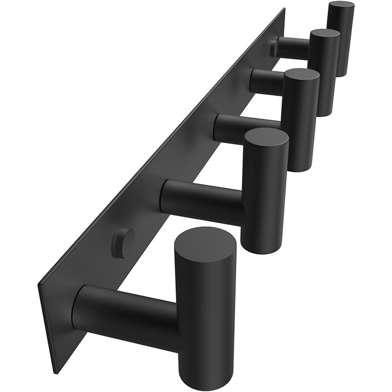 (375x55mm) Metall Wand Garderoben Leiste 5-facher Universal Kleiderhaken - Schwarz