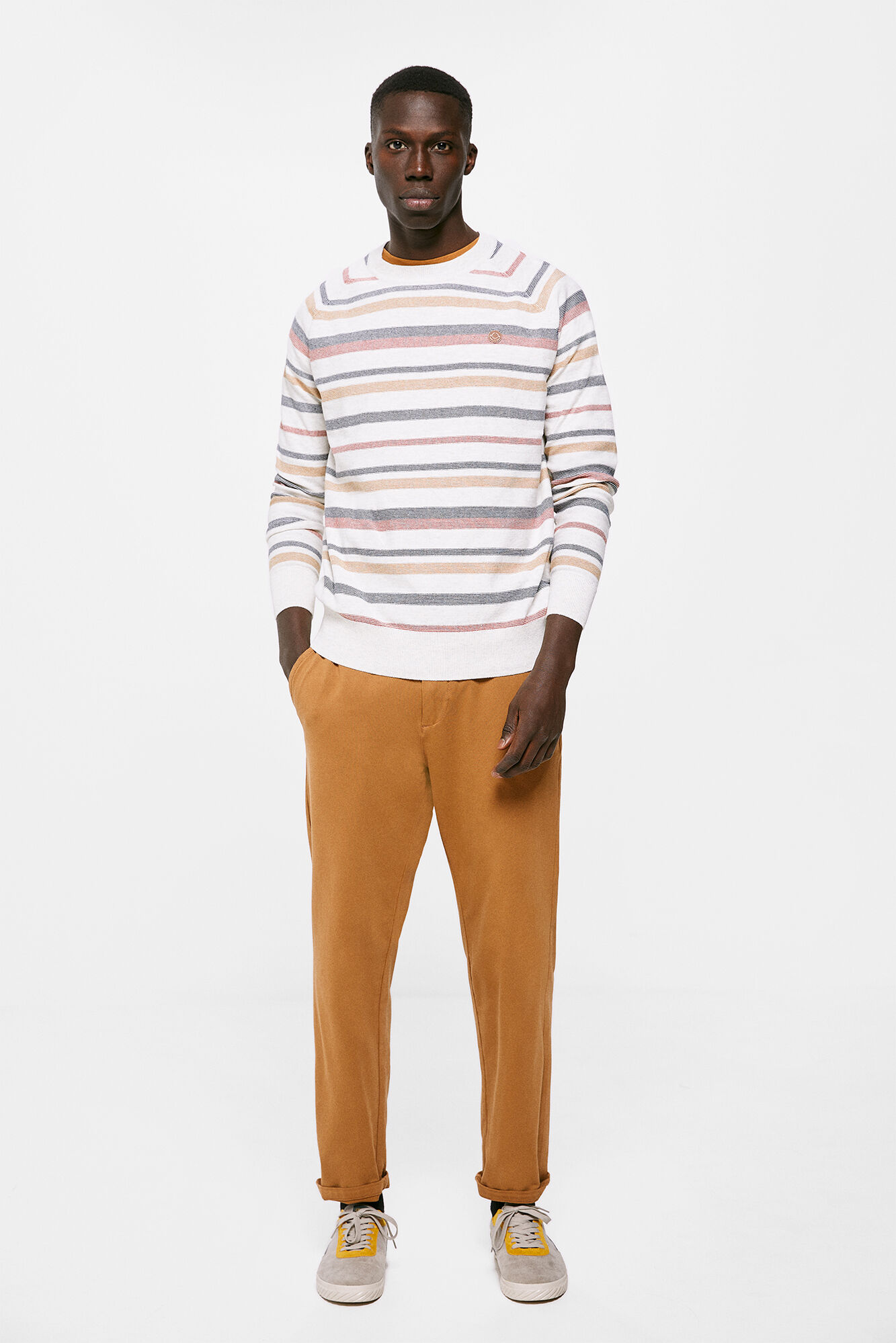 Camisa com micro-listras - laranja