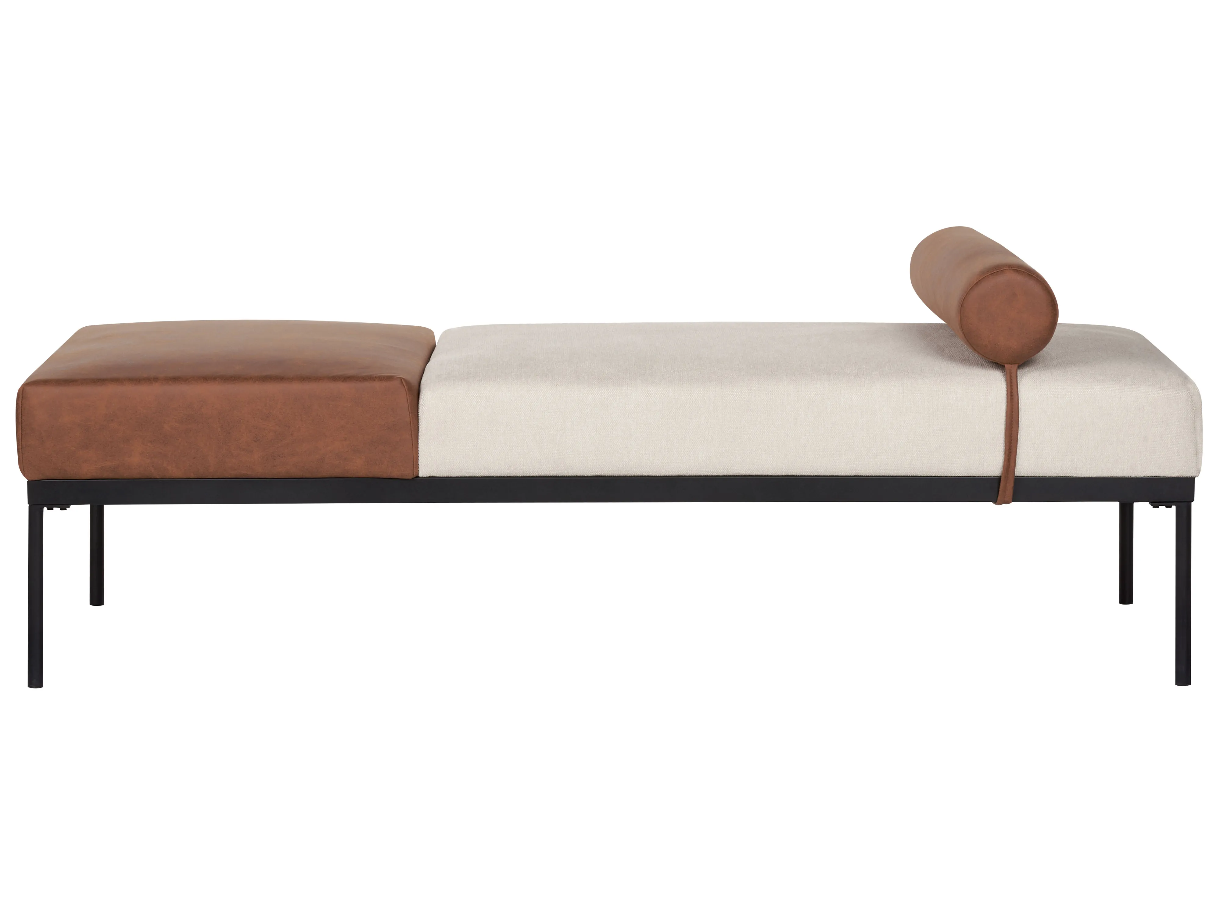 Chaise longue MALMOS Kunstlinnen Kunstleer Bruin