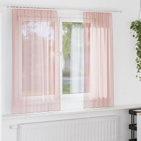 vidaXL Cortinas de Voile com Laços 2 Peças Rosa 140x175 cm - 2729212159