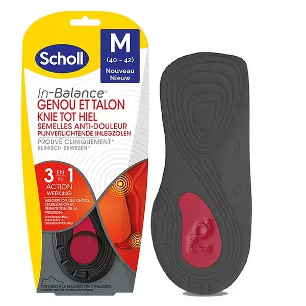 Palmilhas Scholl Expert Support para alívio da dor no joelho e calcanhar, tamanho M