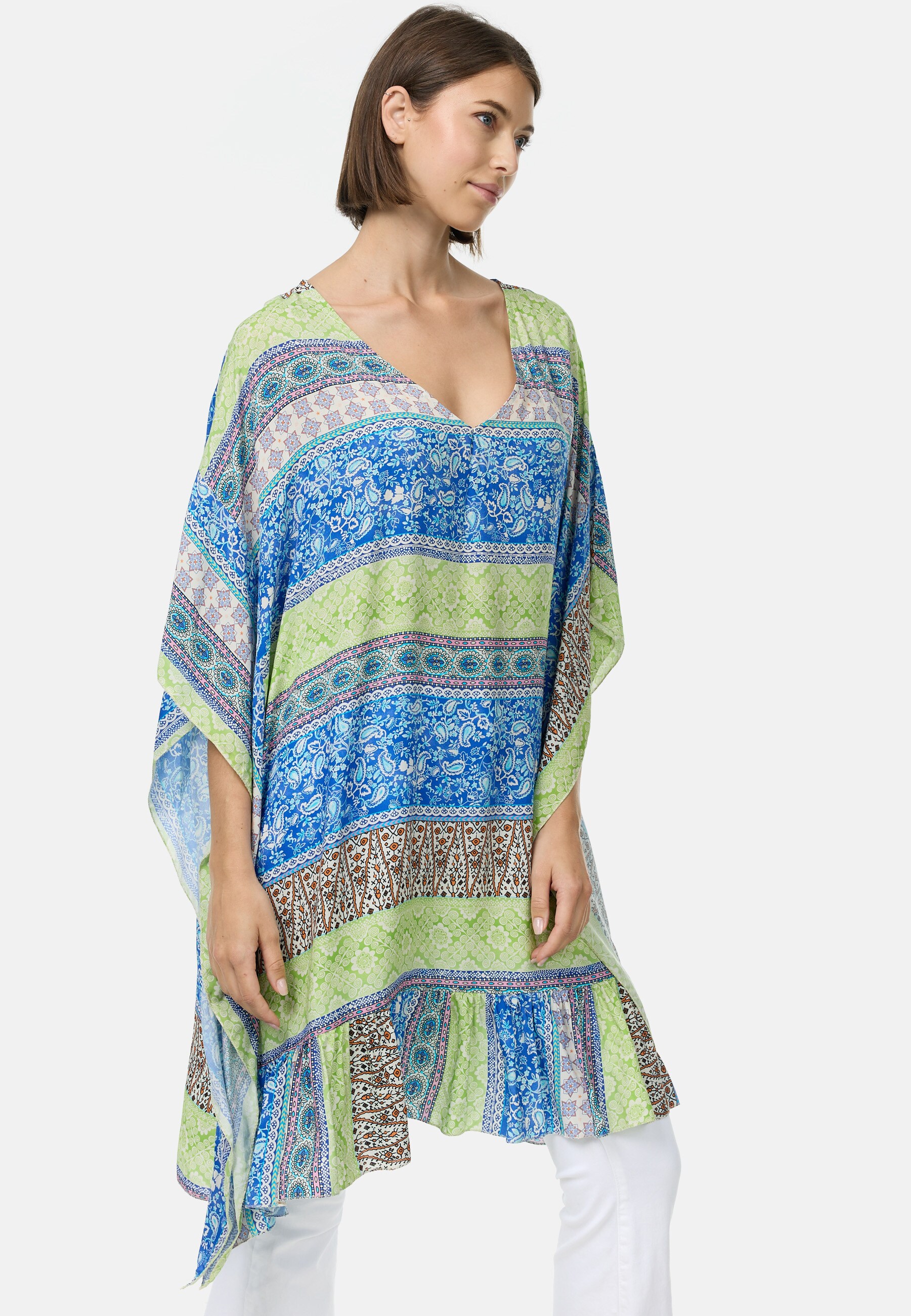 PM SELECTED Damen Schlupfbluse Extravagante Tunika Bluse mit auffallendem Print in Einheitsgröße PM58