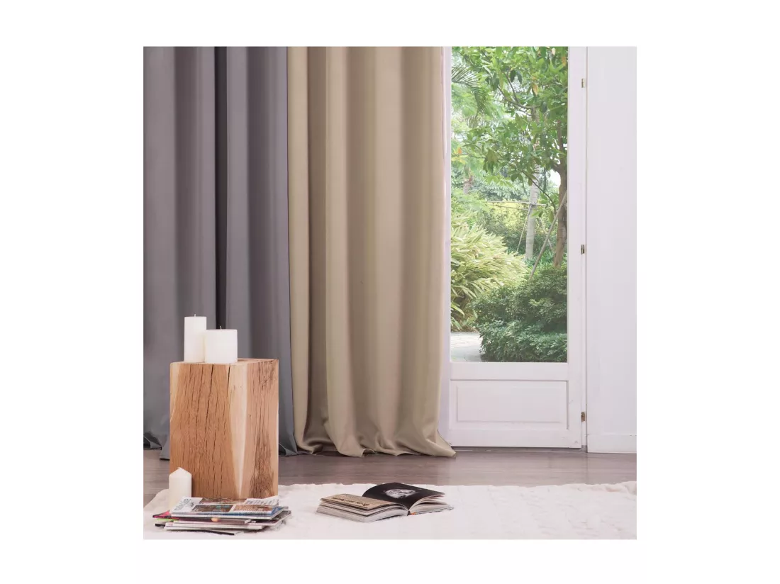 Rideau à œillets Occultant Beige Lin 140 x 260 cm