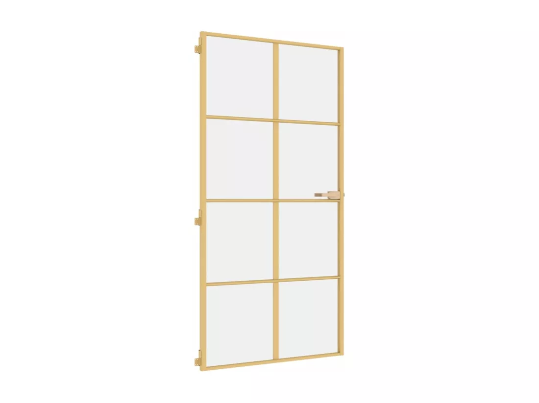 Porte intérieure mince doré verre trempé aluminium
