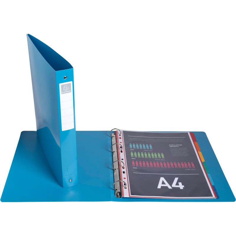 Classeur 4 anneaux plastifié Bee Blue Exacompta - Dos 4 cm couleurs assorties