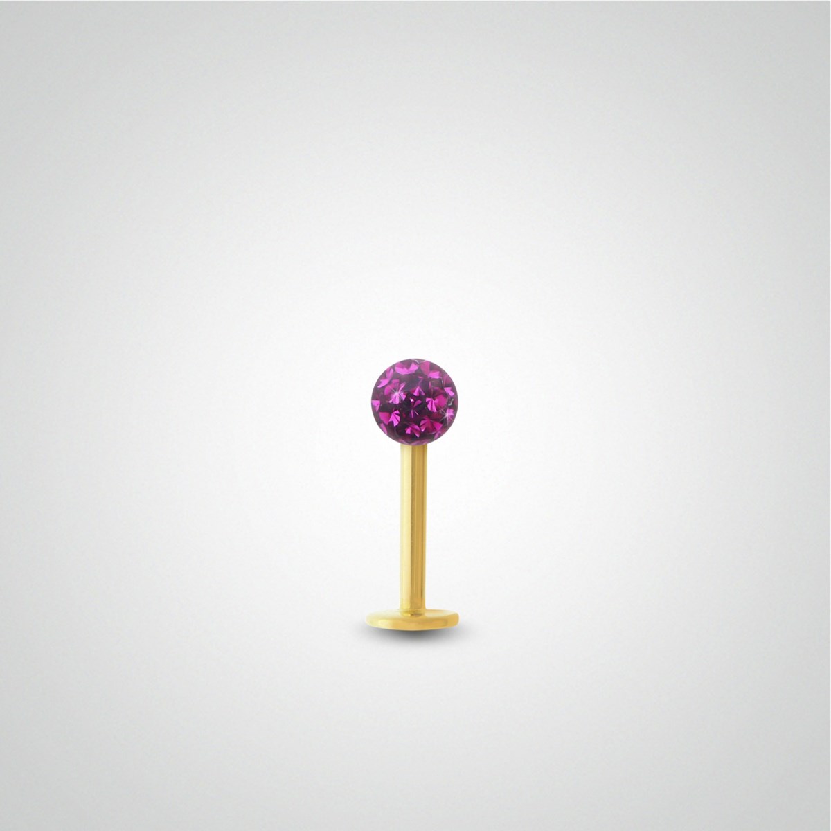 Piercing tragus en or jaune et cristal de Swarovski fushia