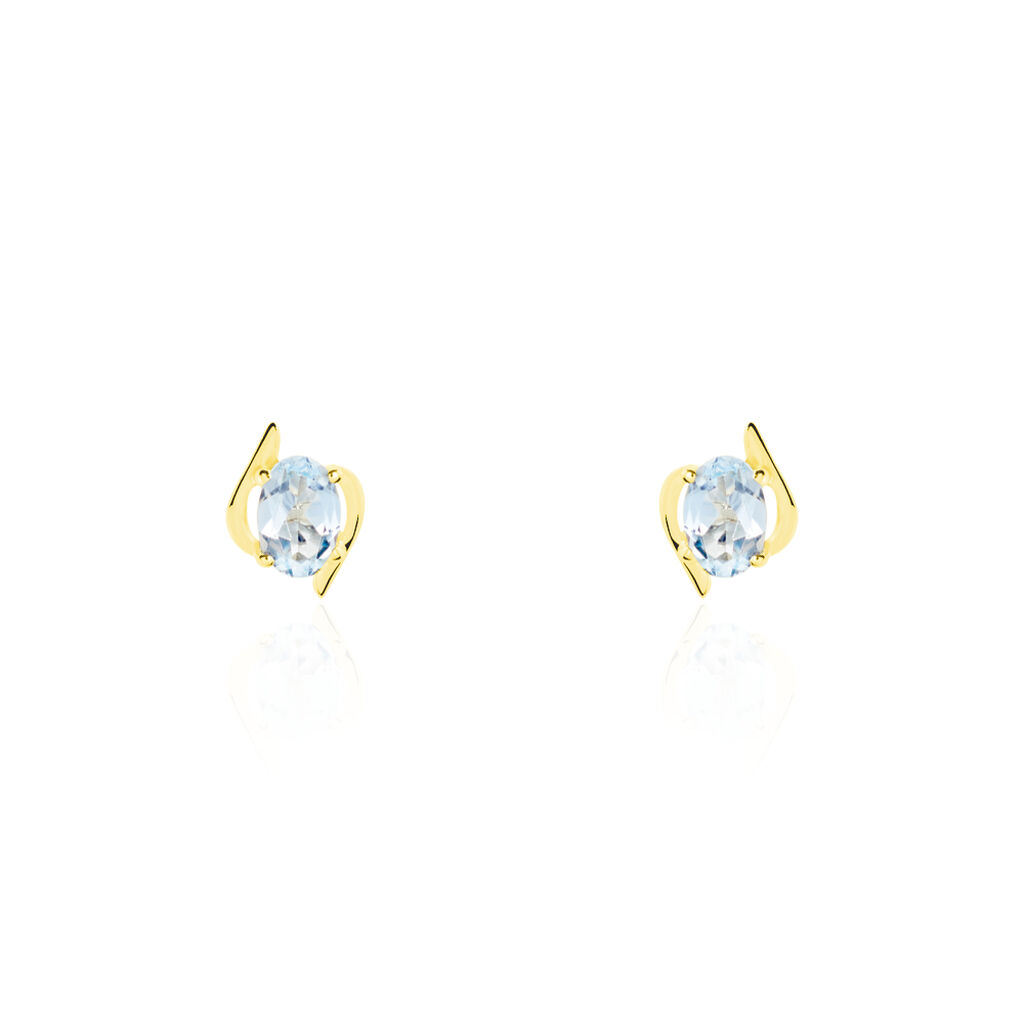 Boucles D'oreilles Puces Vrille Ovale Or Jaune Topaze