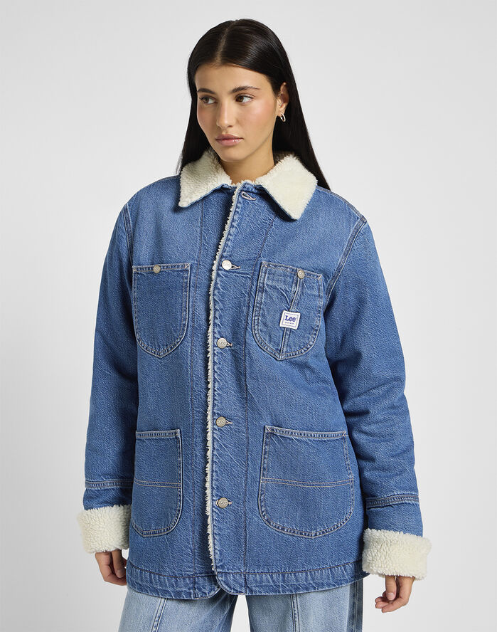 Lee SHERPA LINED CHORE JACKET Blå