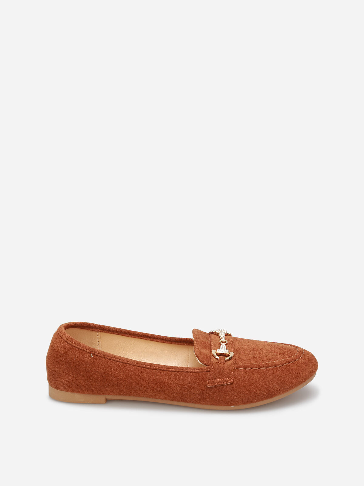 Mocassins à boucle en strass grandes tailles- Marron