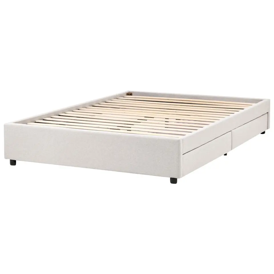PRADES - Bed met opbergruimte - Lichtbeige - 140 x 200 cm - Polyester