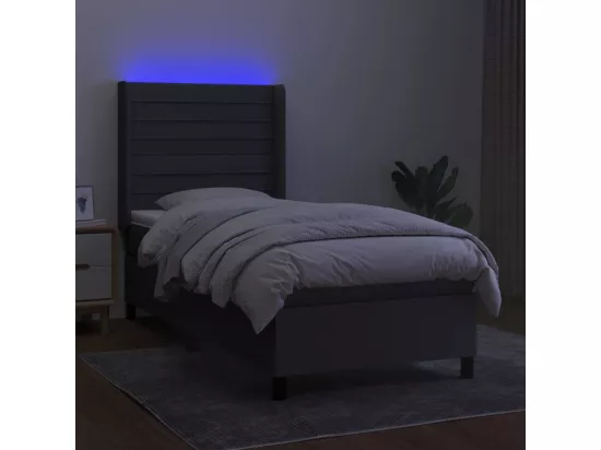 Sommier tapissier avec matelas et LED Gris foncé 90x190cm Tissu