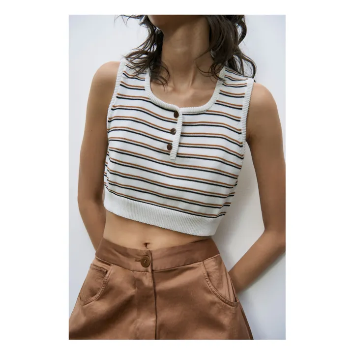 Cordera Top Rayé Coton Bio | Blanc