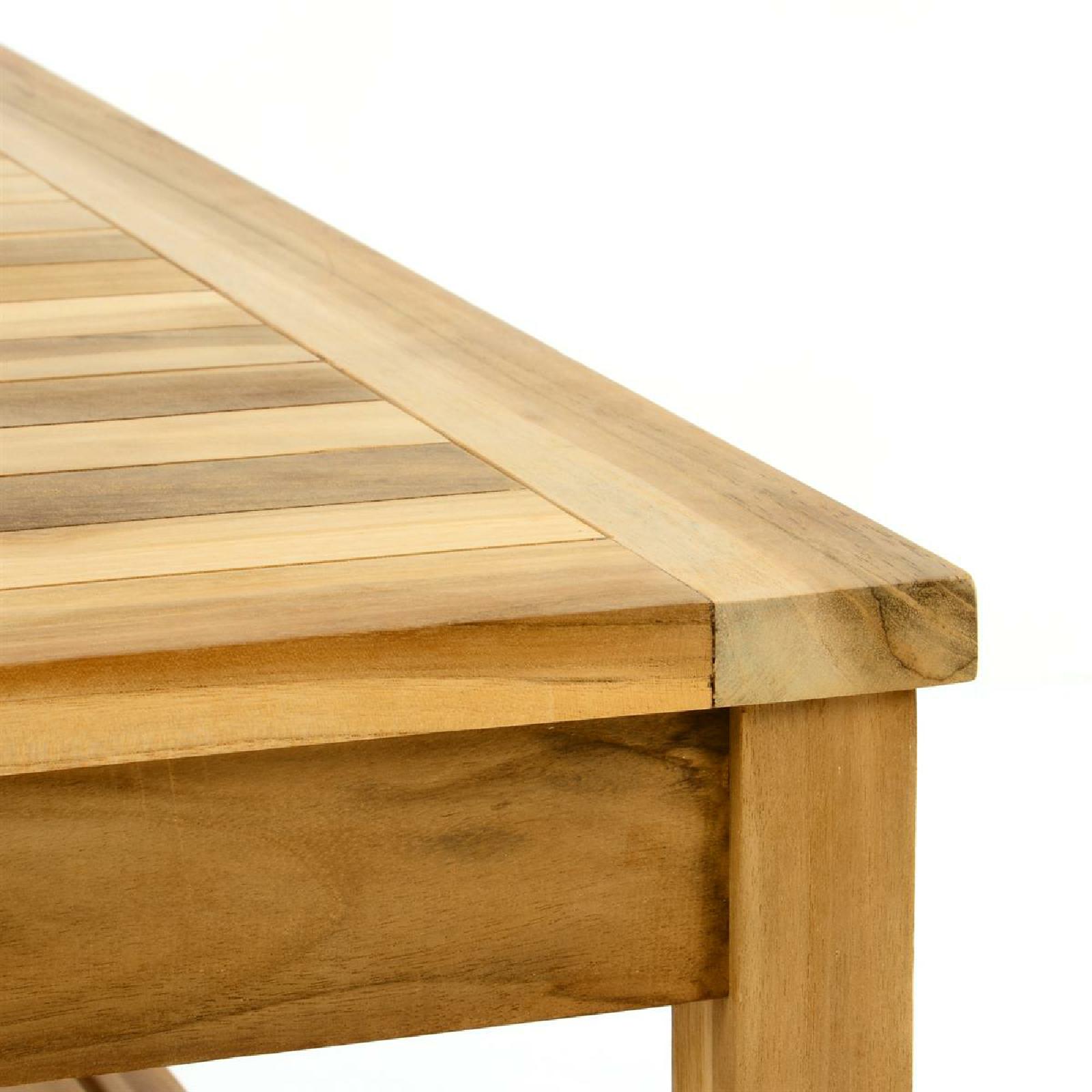 VCM 3-tlg. Gartenmöbelset Picknickset Sitzgruppe natur Teakholz Garten Bank Tisch 135cm