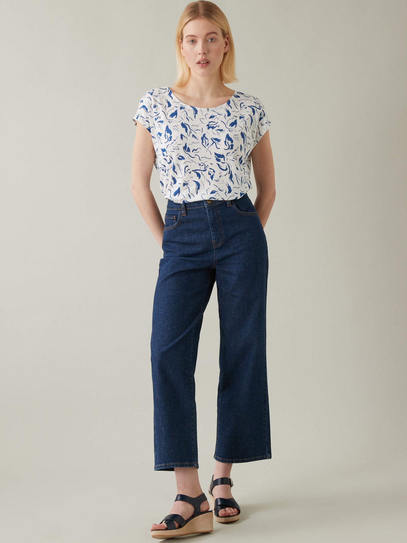 T-shirt femme lin et viscose imprimé Iris