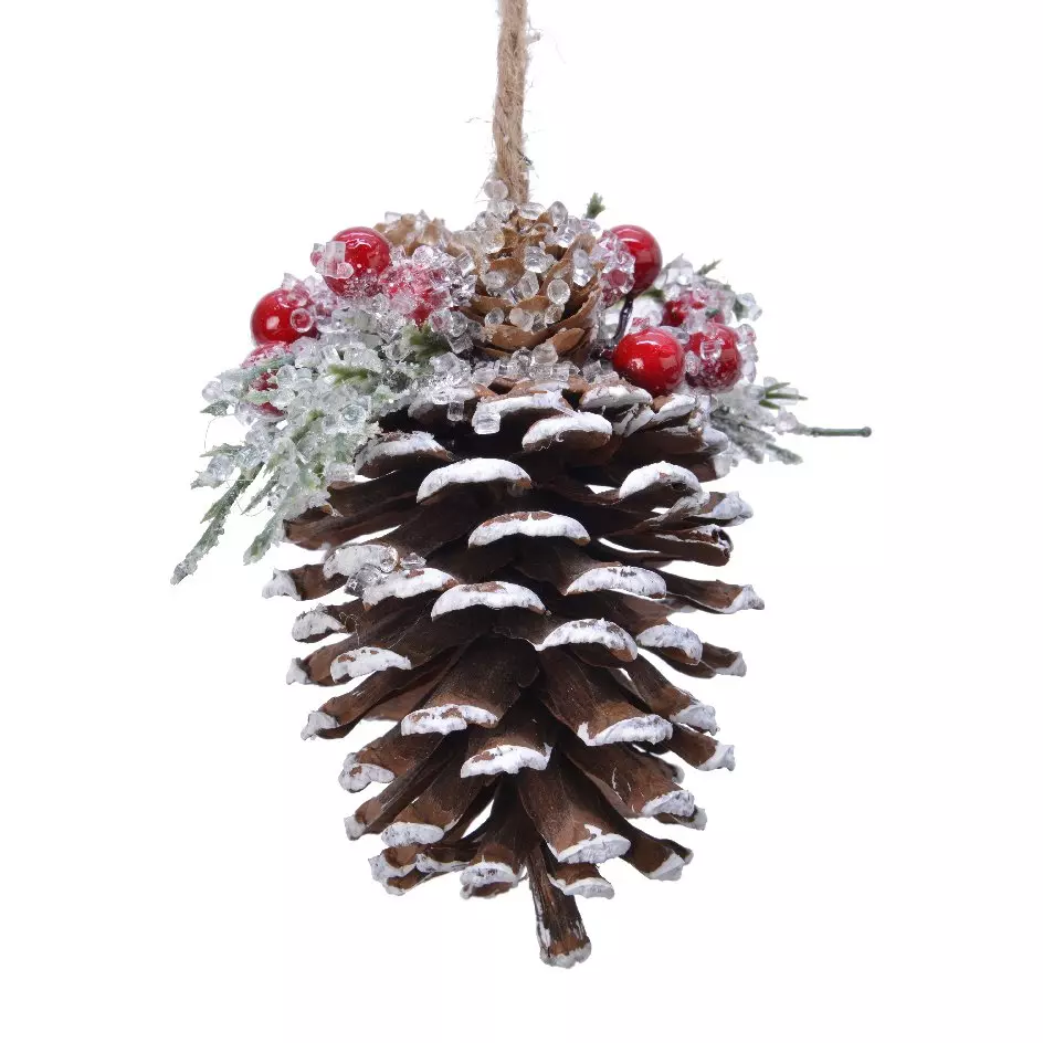 Suspension pommes de Pin (13 cm) Anouk givré