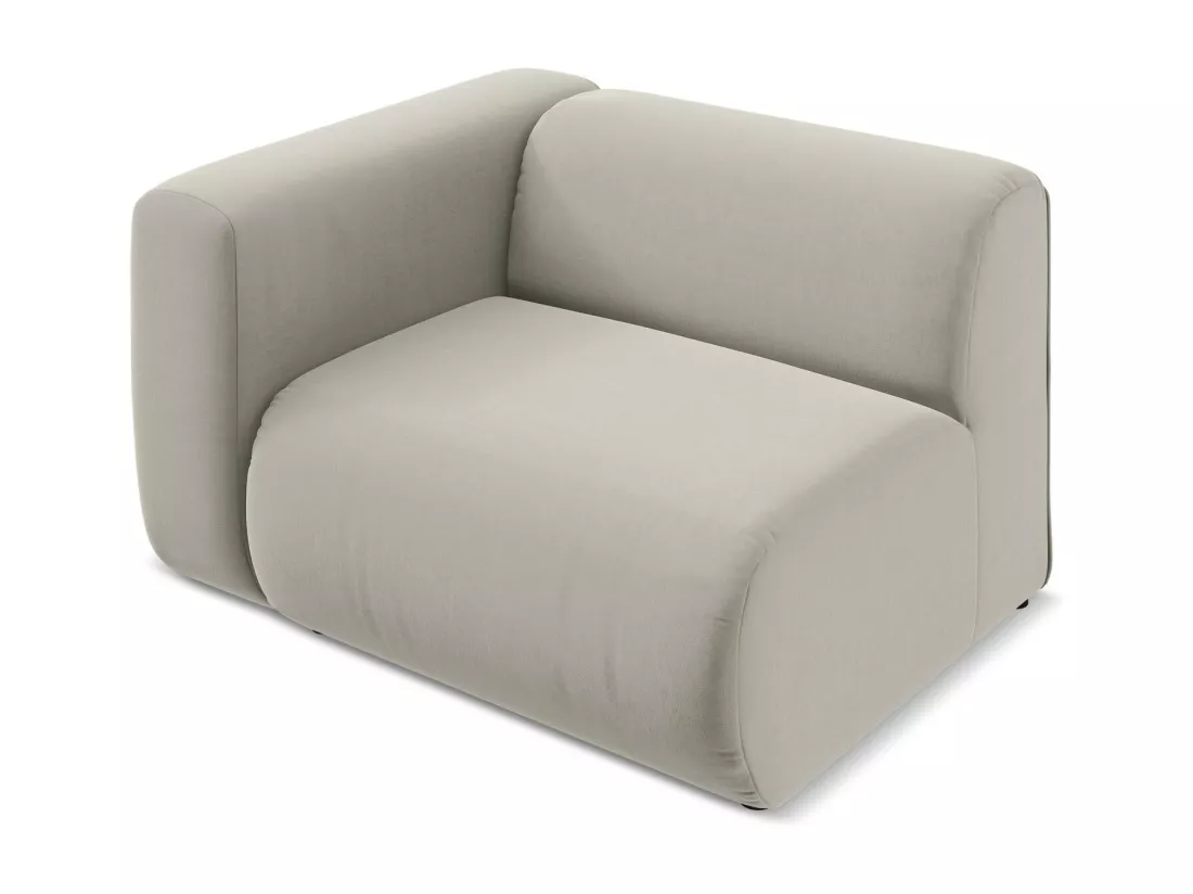 Module avec accoudoirs gauche en velours - perle - EKAHI
