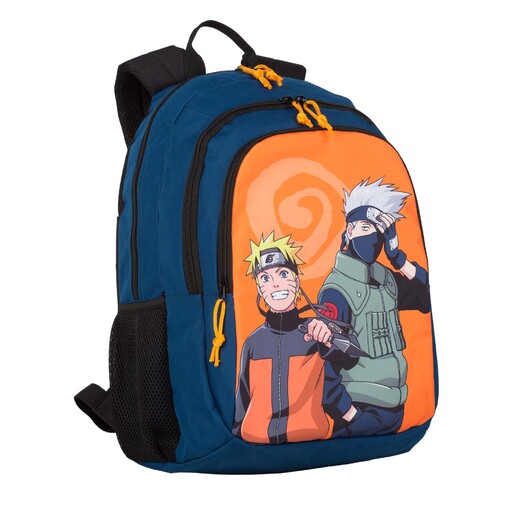 Mochila escolar Naruto com dois compartimentos + carrinho para brinquedos com 4 rodas giratórias 360°