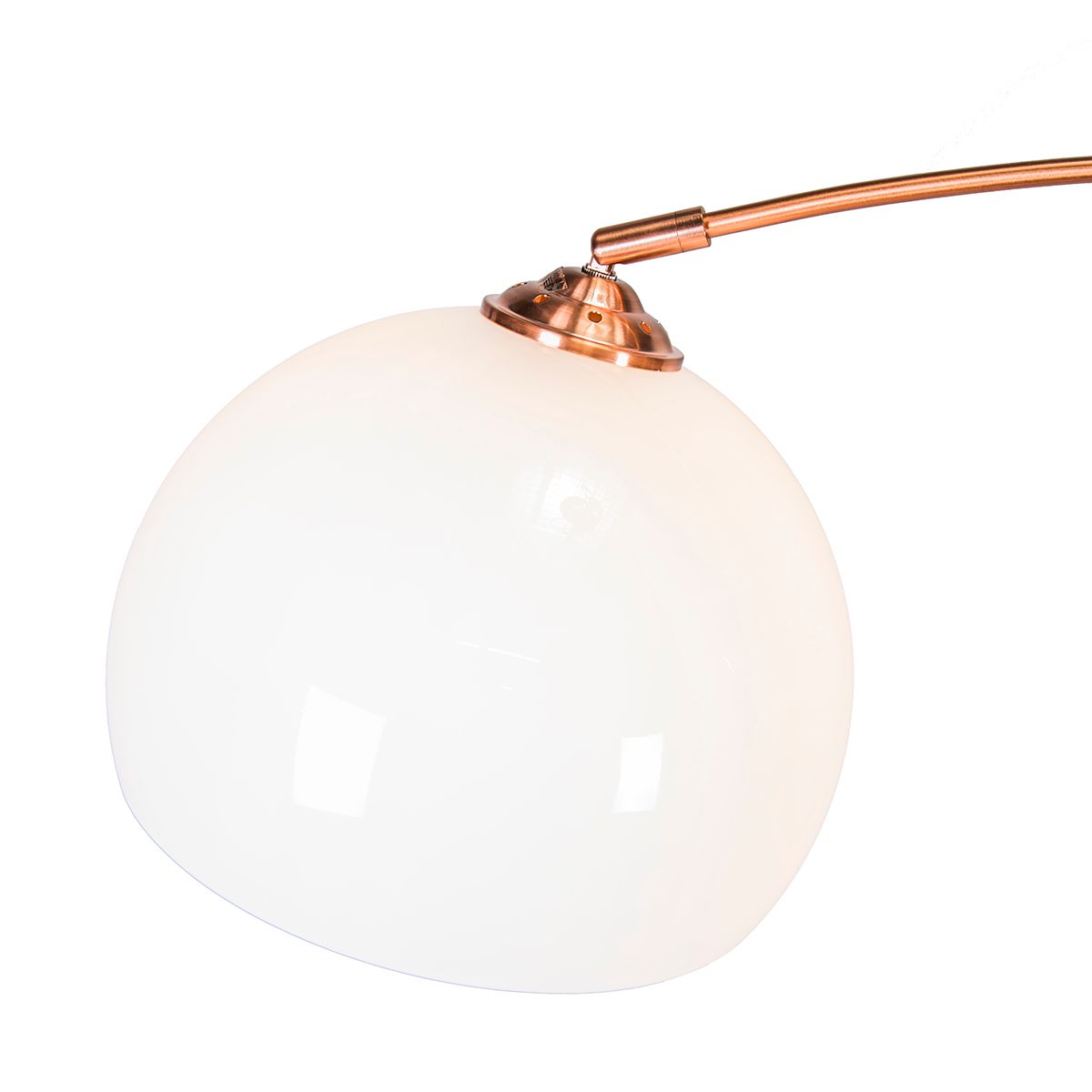 Moderne booglamp koper met witte kap - Arc Basic
