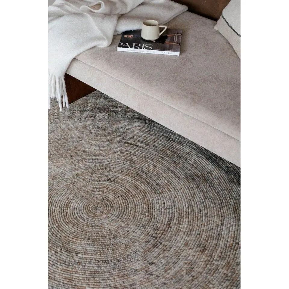 Interieur05 rond vloerkleed Gapo grijs/bruin - 180 x 180 cm