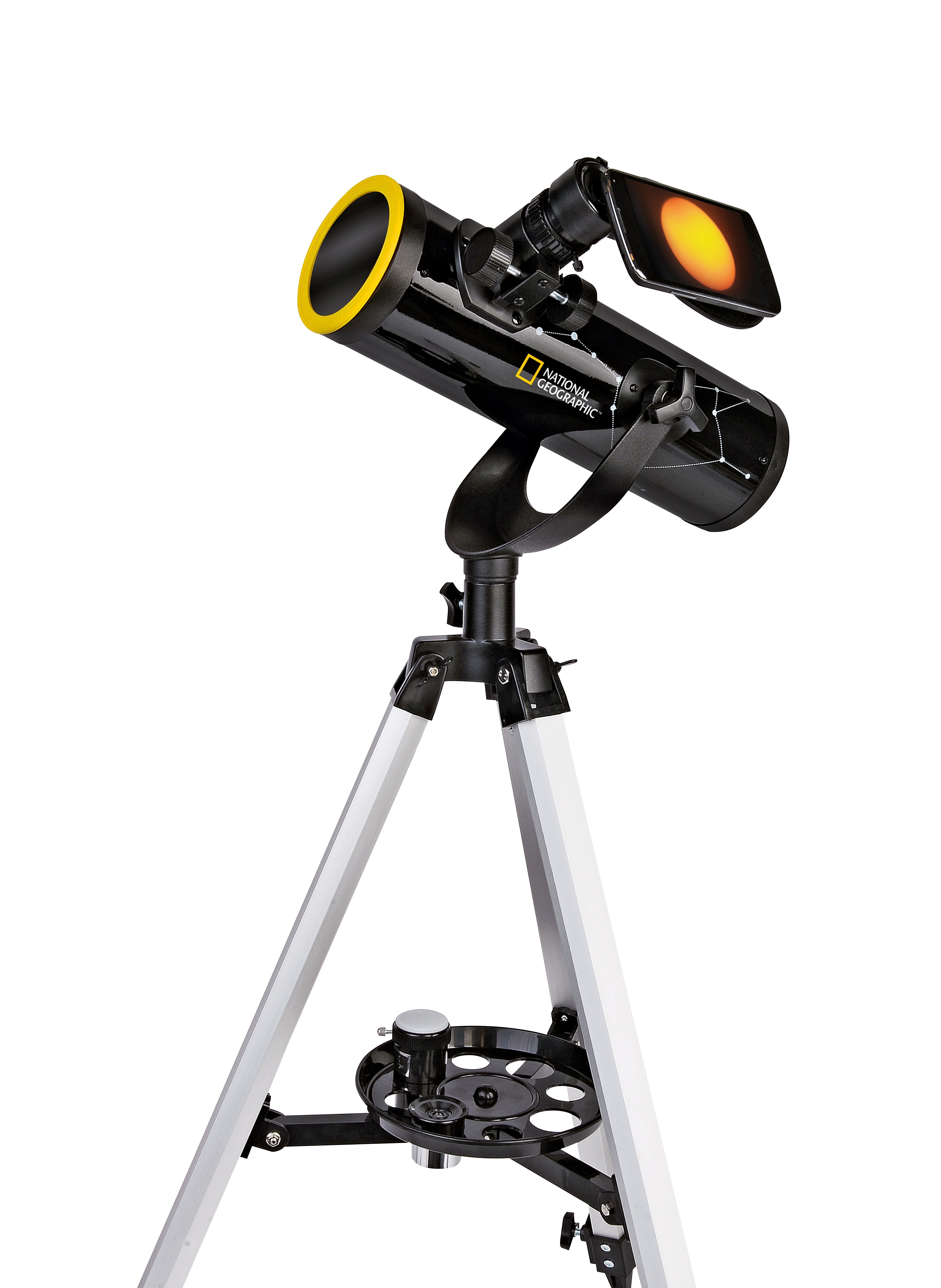 NATIONAL GEOGRAPHIC 76/350 Teleskop mit Sonnenfilter und Smartphone-Halter