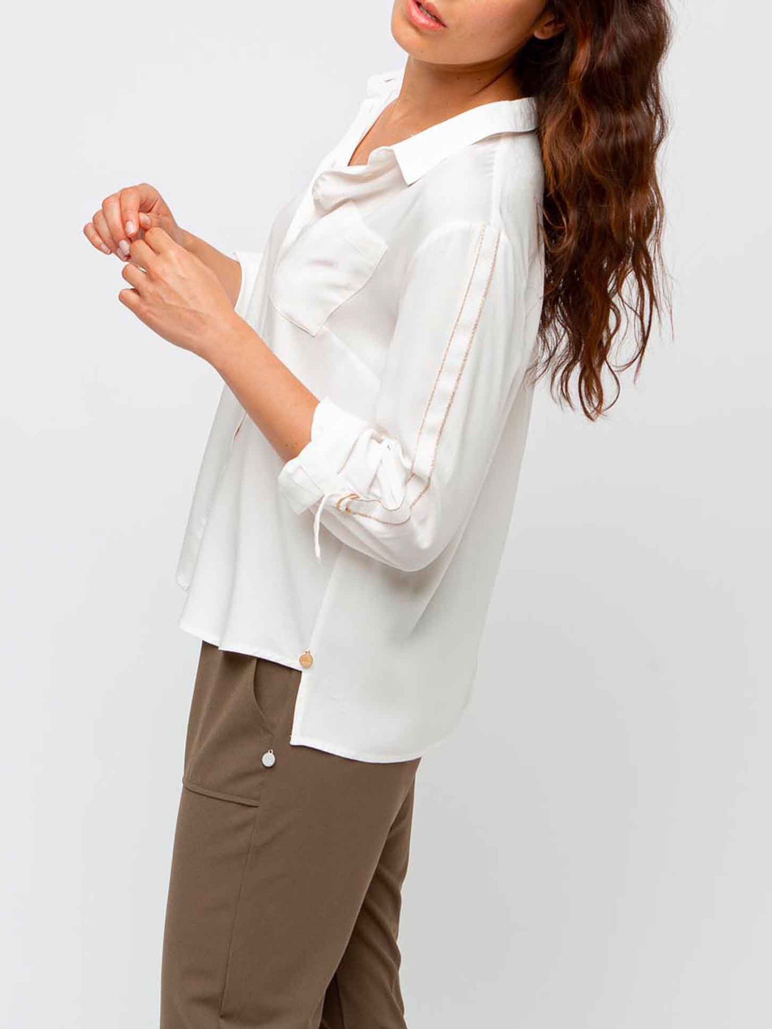 Chemisier Femme Manches Longues Viscose Blanc