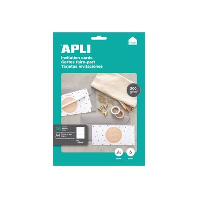 Apli Home - 45 Cartes d'invitation 210 x 99 mm - 200 g/m² (15 feuilles A4)