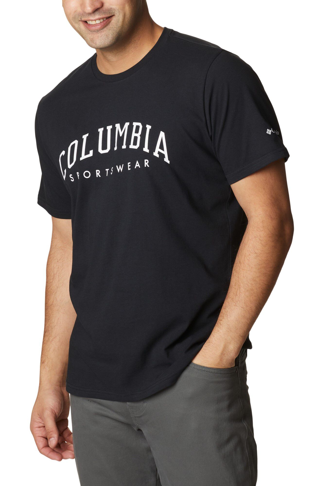 Camiseta masculina de manga curta com estampa Columbia Rockaway River™ - Preta