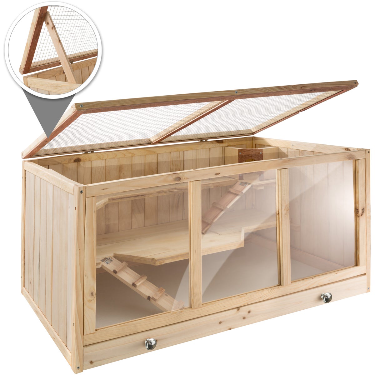 tectake Goldie houten knaagdierkooi, 95 x 50 x 50 cm