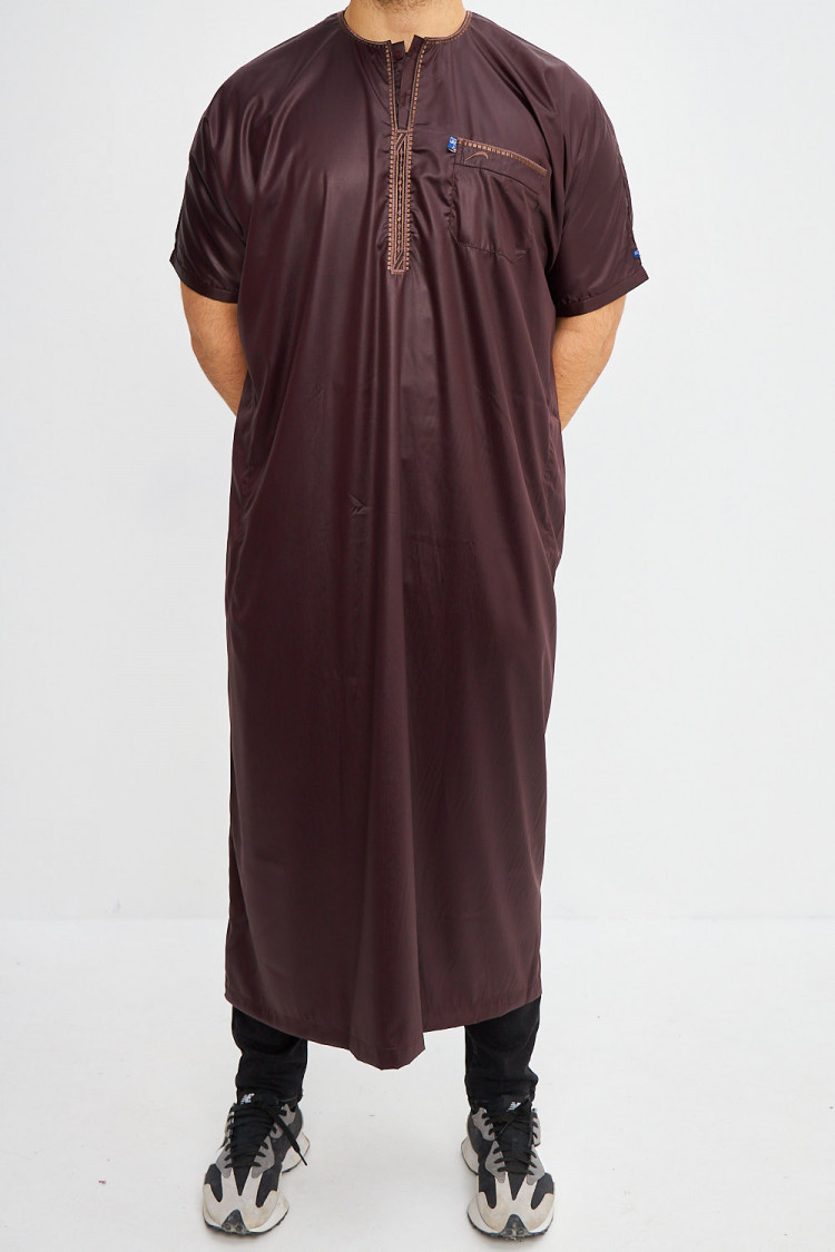 Qamis satiné à manches courtes