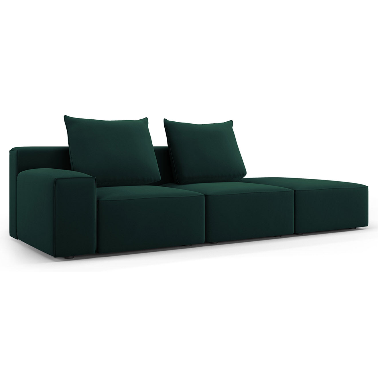 Mazzini Sofas Canapé Droit en Velours Ivy 4 Places vert foncé - 265x105x89 cm
