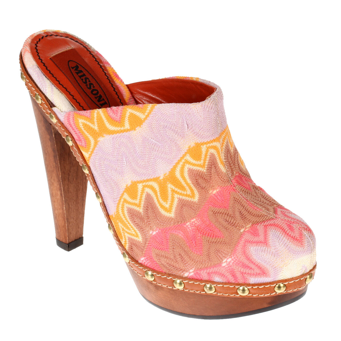 Missoni Sabots en Bois et toile rose - Talon 12 cm
