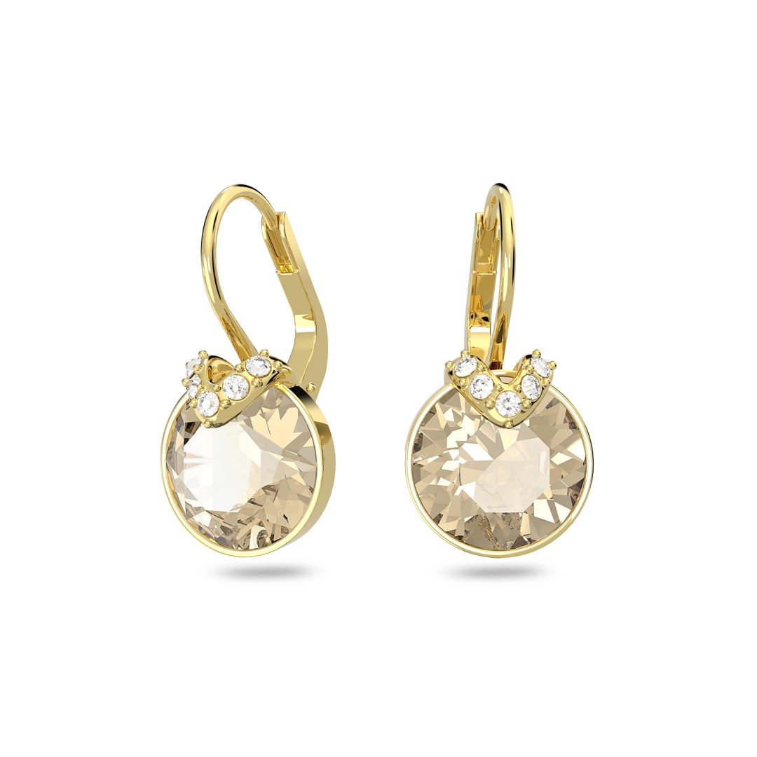 Swarovski Bella V Drop-Ohrhänger Rundschliff, Goldfarben, Goldlegierungsschicht