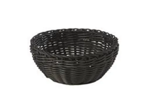 Brødkurv Ø20x8 cm Rund Kraftig flet PP Sort,48 stk/krt
