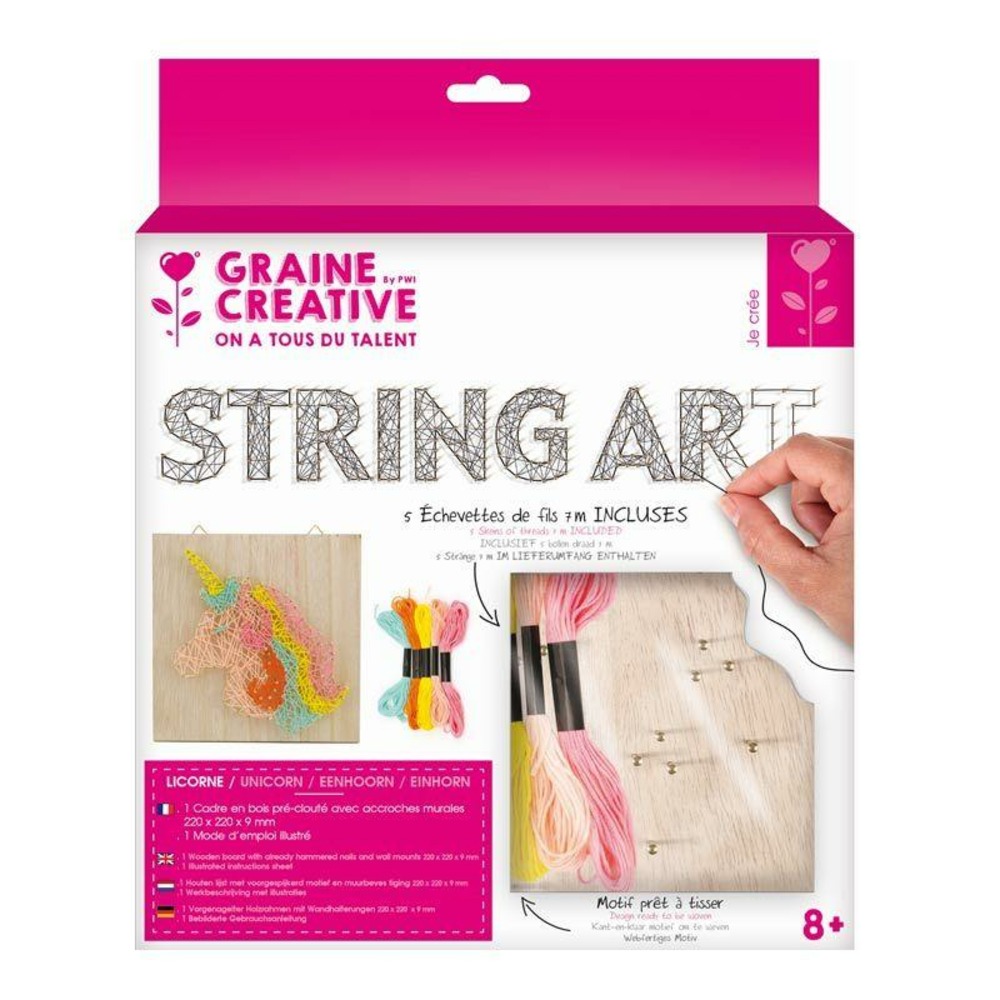 Coffret cadre en bois - string art - licorne