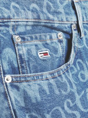 Calça jeans folgada reciclada com logo por extenso