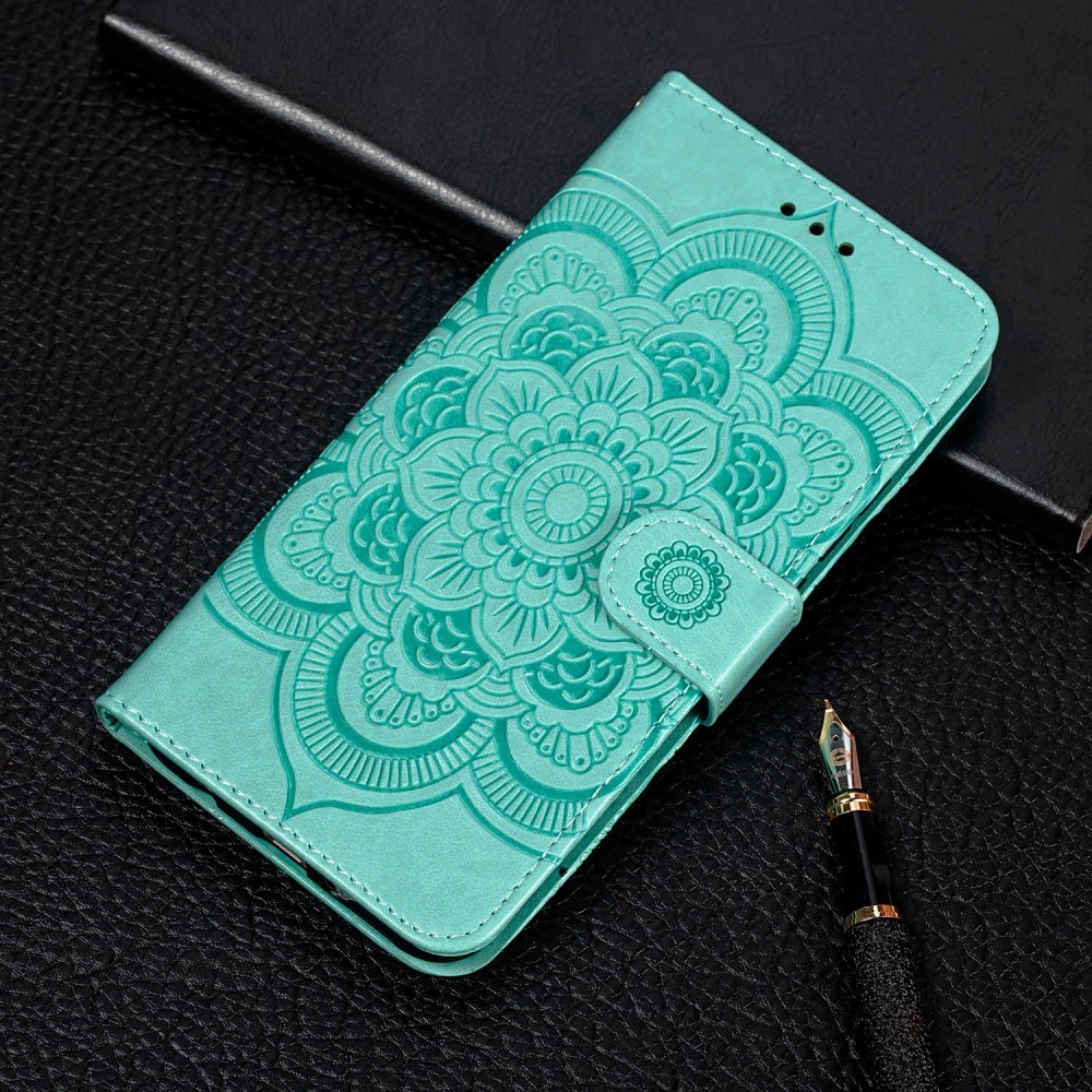 Samsung Galaxy A52s 5G / A52 (5G) Leder Tasche Wallet - Mandala Flowers Imprint - Türkis