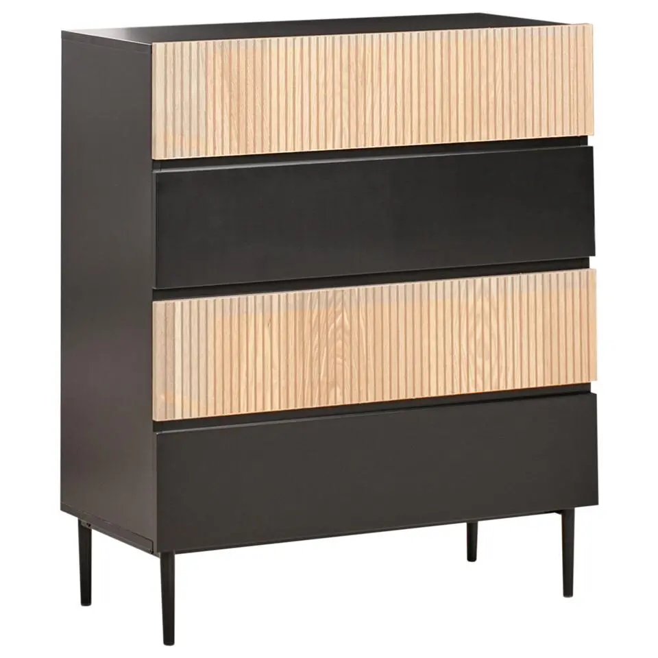 BLYTHE- Ladekast 4 lades - Zwart/Bruin - MDF