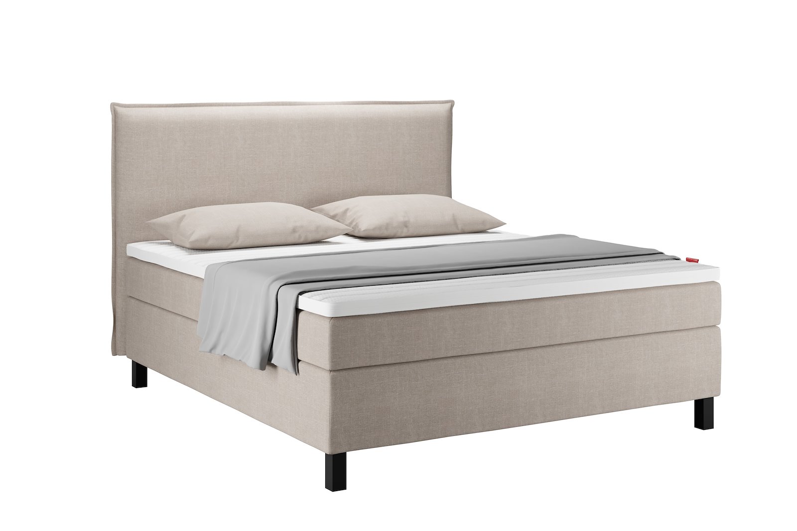 Original Plus Kontinentalseng 210x210 cm Tekstil Pearl 14 Medium/Fast m/Classic latex overmadrass og Square sort ben 13cm, gavl selges separate