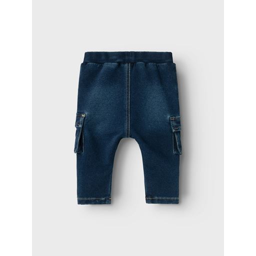 Name It Ben Sweat Cargo Jeans, Dark Blue Denim, 80 cm
