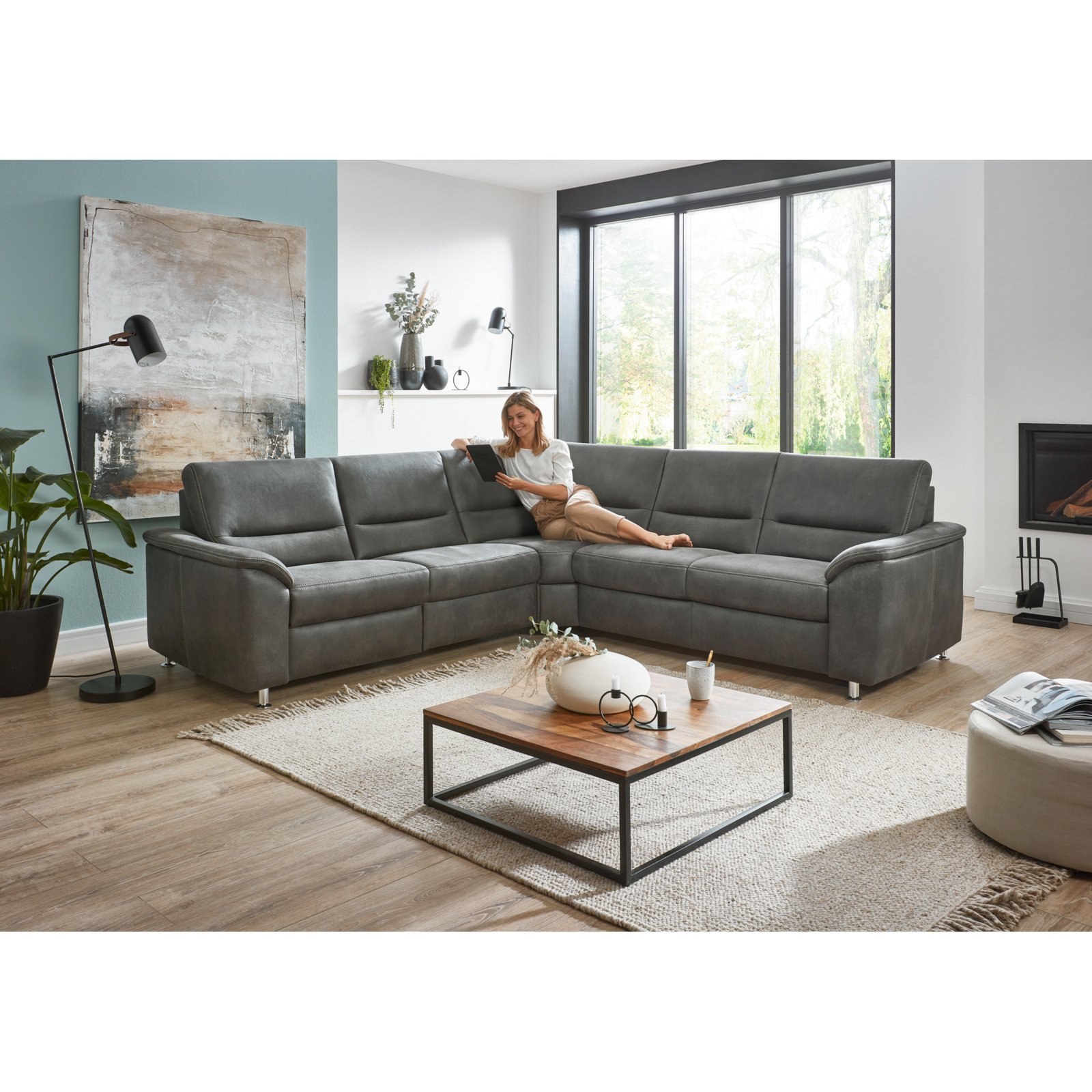 Ecksofa Bonn Stoff denim
