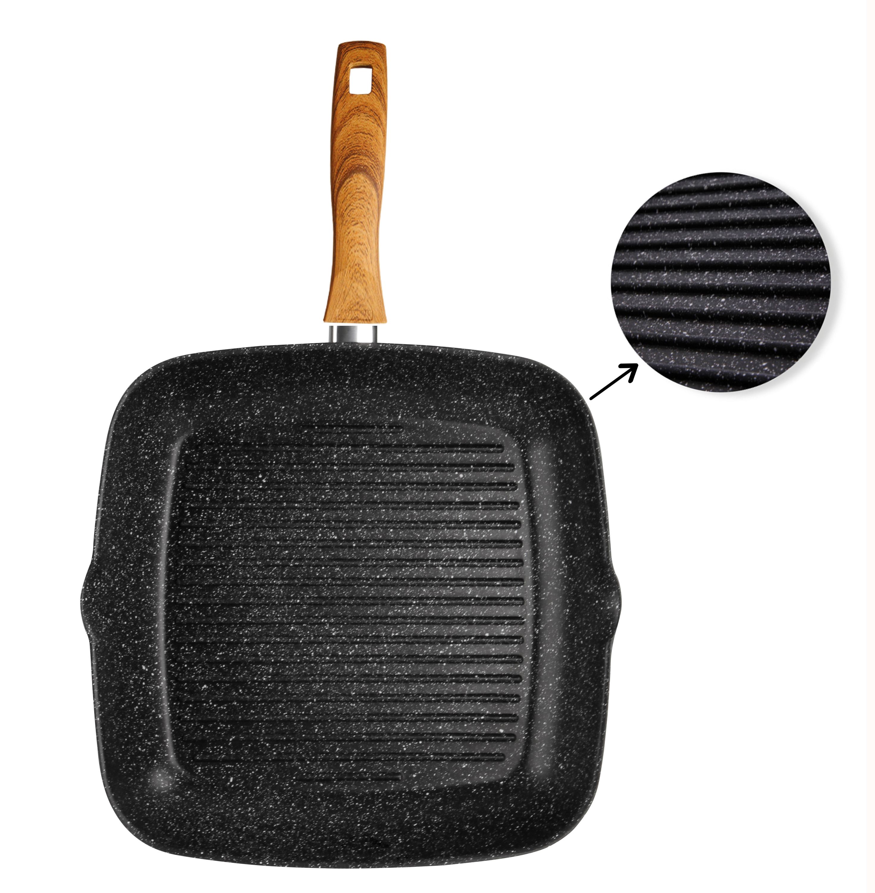 STONELINE® Back to Nature Grillpfanne 28 x 28 cm, mit 2 Ausgüssen