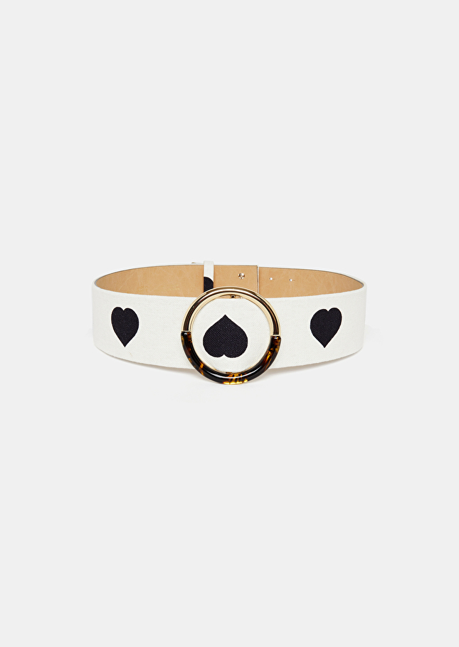 Ceinture Laurenécrue en cuir à motif coeur noir