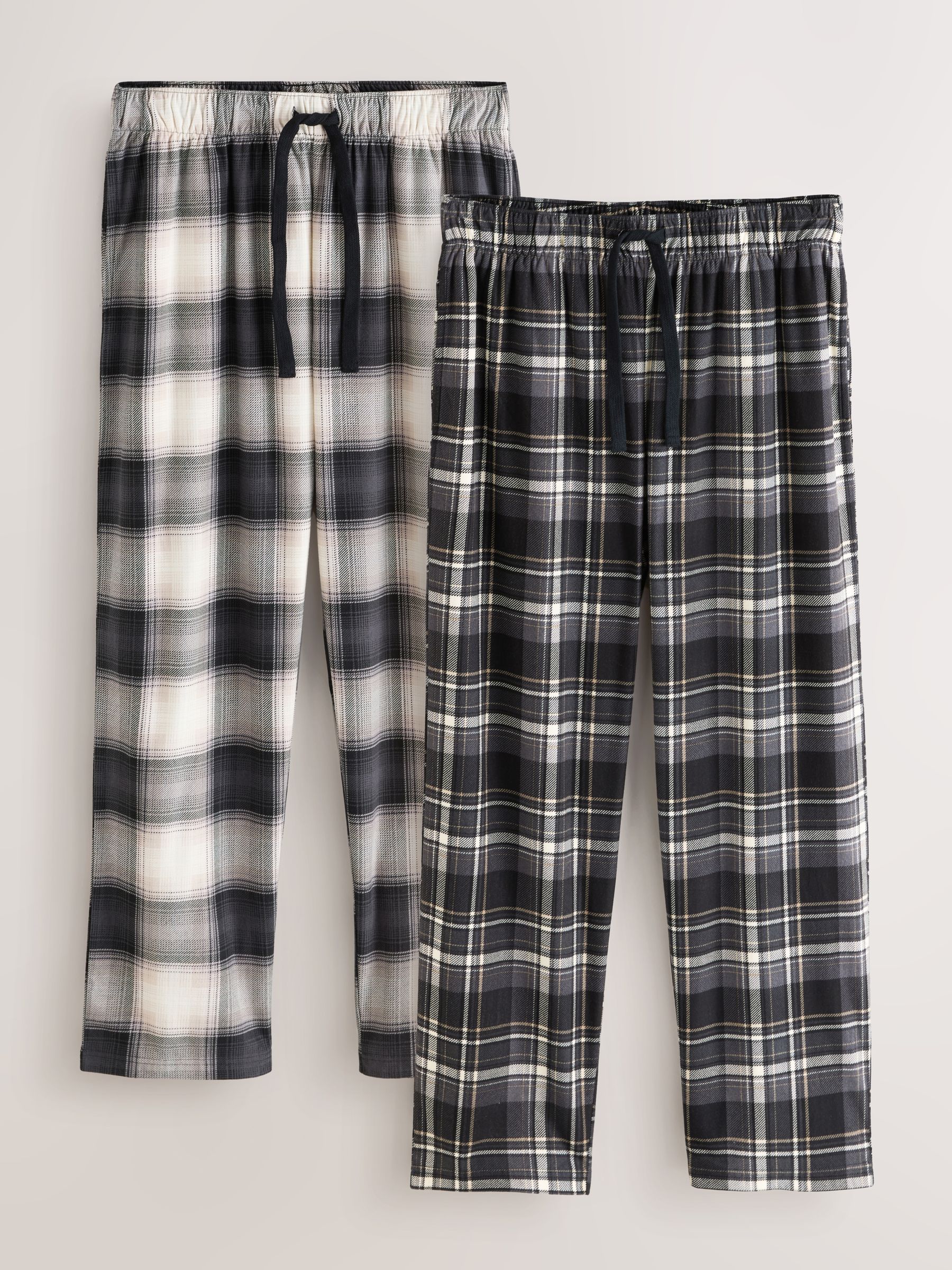 Naturel/zwart geruit - Motionflex behaaglijke pyjamabroek met open zoom, set van 2