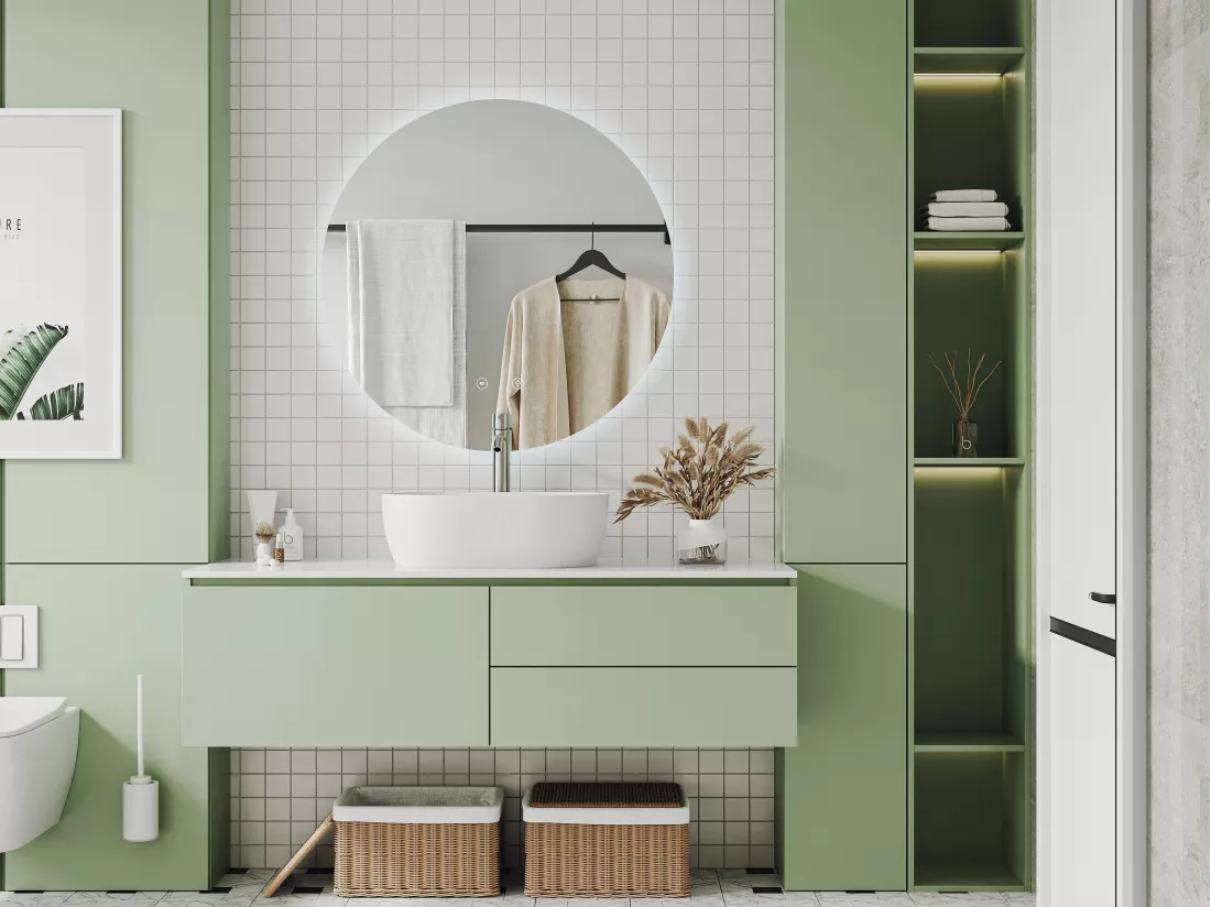 Miroir de salle de bain ovale sans contour anti buée à leds - D60 cm - ROMULA