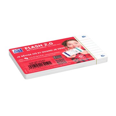Oxford FLASH 2.0 - Pack de 32 cartes - A7 - ligné - blanc