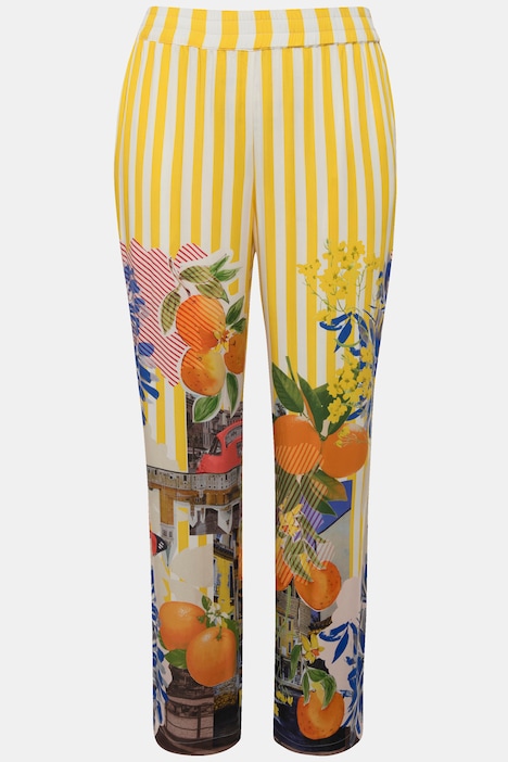 Hose, Orangen, Streifen, weites Bein, Komfortbund